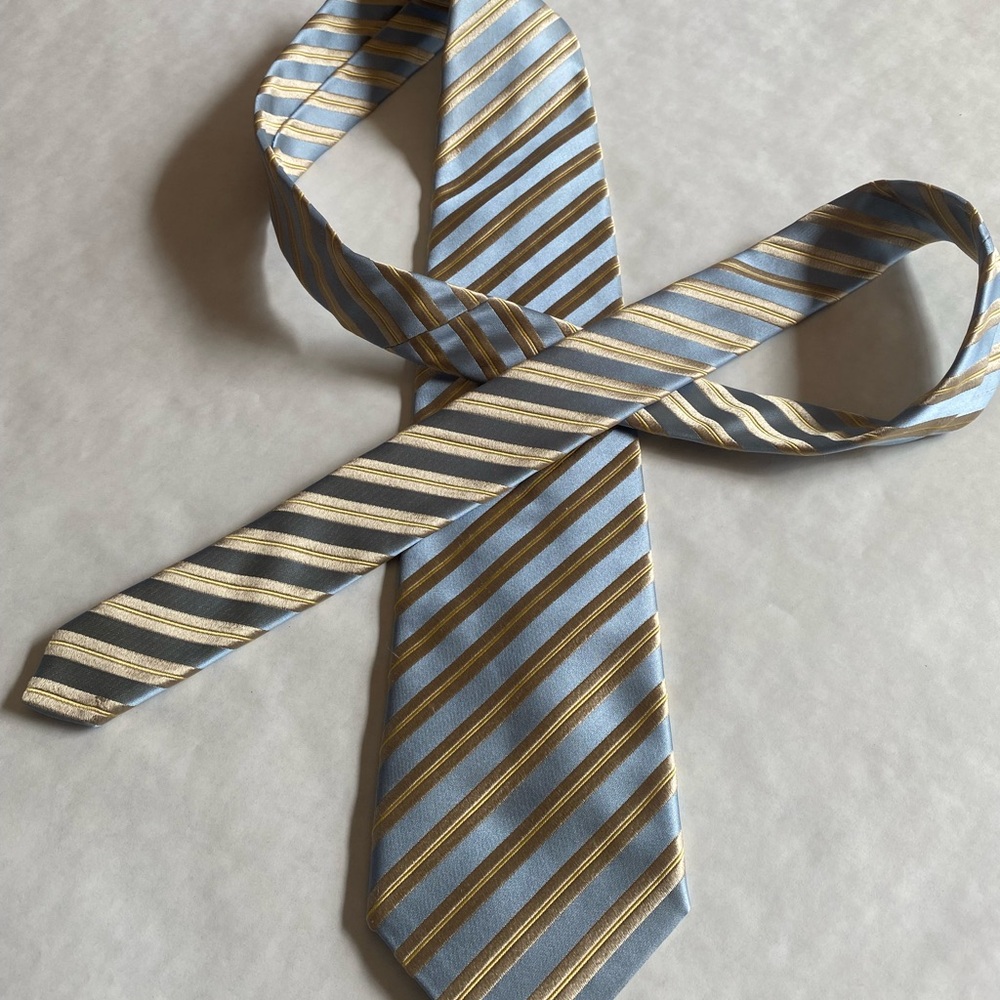 Ermenegildo Zegna Silk Tie Gold and Silver Striped